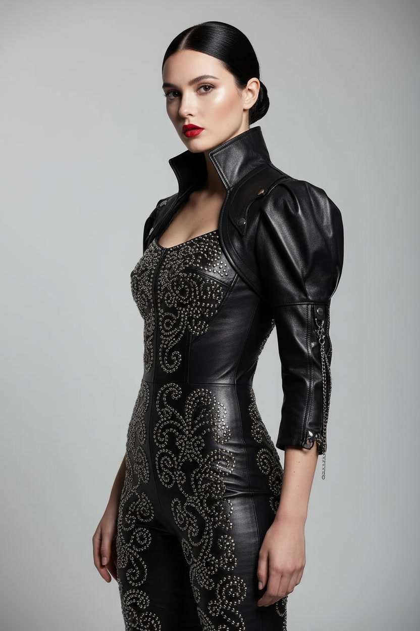 black moon leather bolero jacket by studio tanjas, croatia